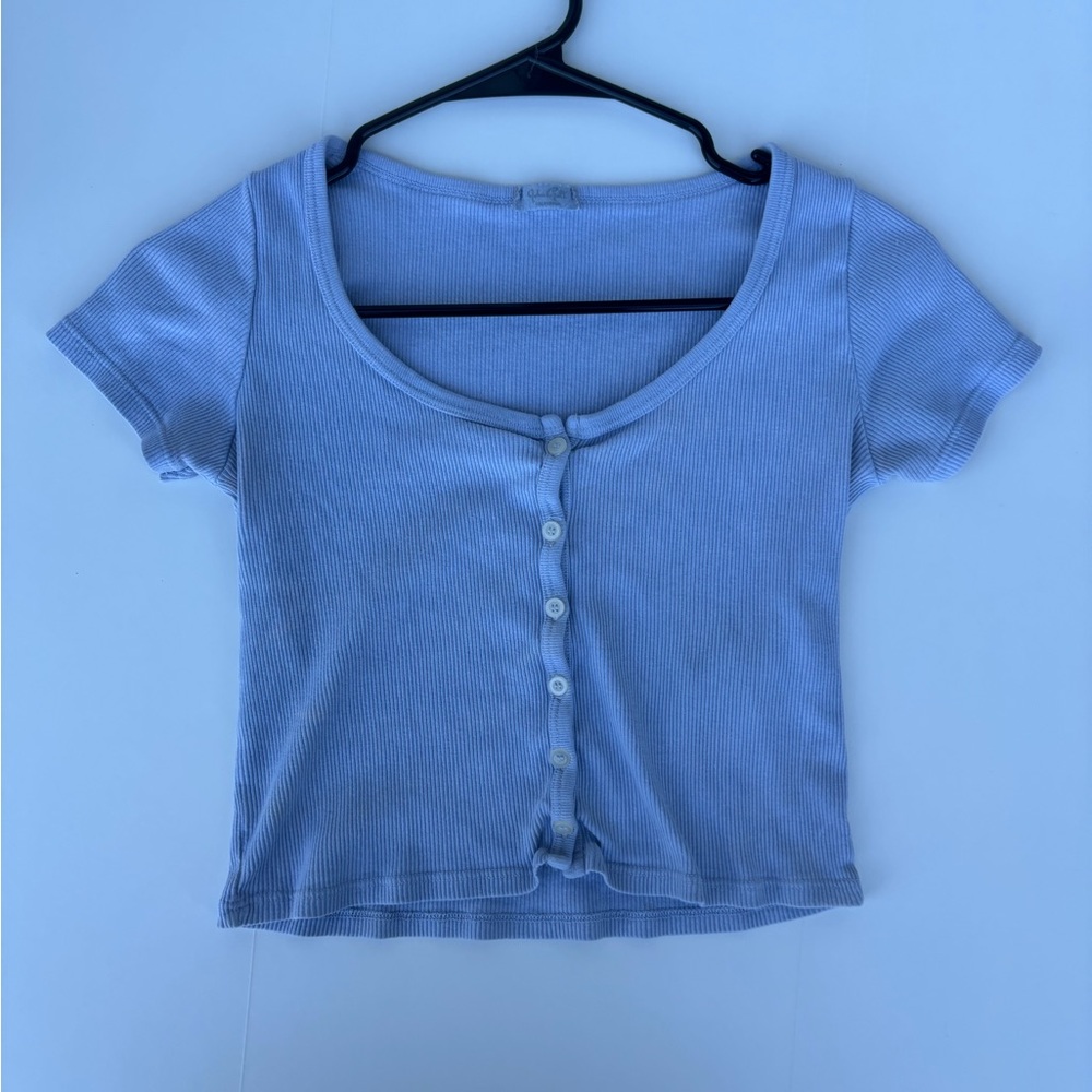 Brandy Melville Sky Blue Ribbed Crop Top